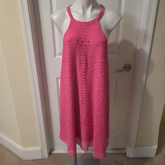 Lilly Pulitzer Dresses & Skirts - Lilly Pulitzer Hot Pink Crochet Halter Dress